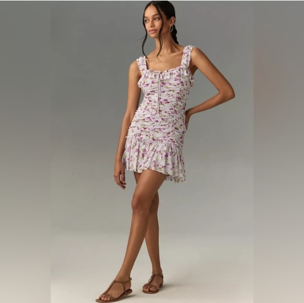 Anthropologie Sleeveless Squarenneck Ruched‎ Mini Dress